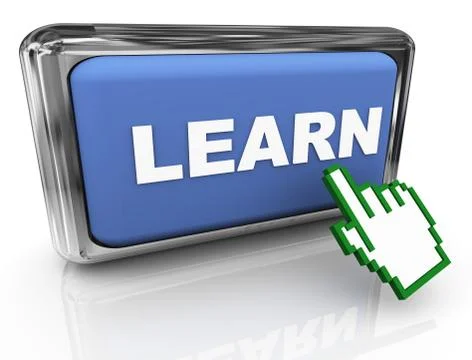 3d learn button and pointer Illustrazione stock