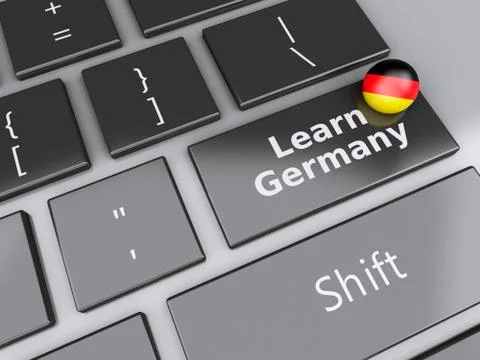 3d learn germany on computer keyboard. education concept 스톡 일러스트