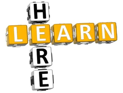 3d learn here crossword Illustrazione stock