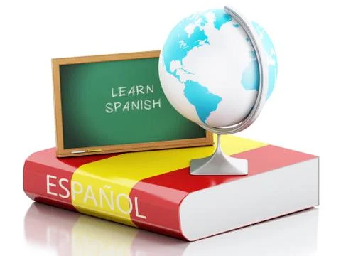 3d Learn spanish. Education concept. 스톡 일러스트