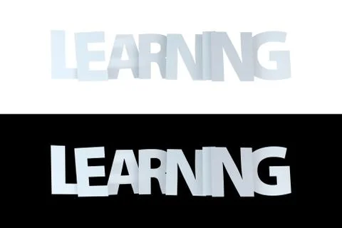 3D Learning Text on White and Black Version イラスト素材