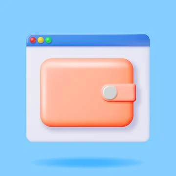 3D Leather Wallet in Window UI Illustrazione stock