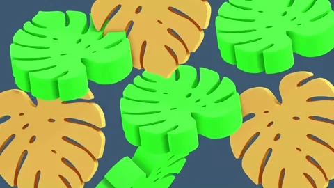 3D Leaves Animation on dark blue Background Stock Footage 339378492