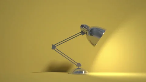 3D led lamp jumps and lights up. The character is a living lamp. Minimalistic ye Stock Footage 196455292