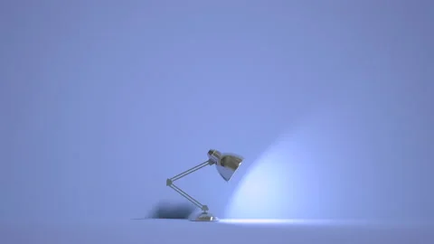 3D led lamp jumps and lights up. The character is a living lamp. Minimalistic bl Stock Footage 196456344