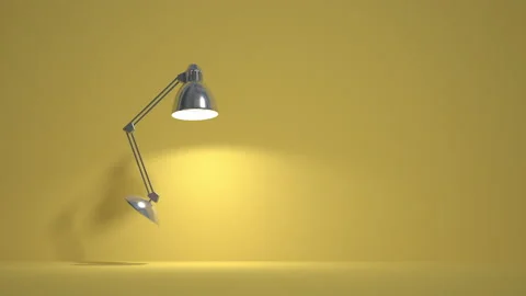 3D led lamp jumps and lights up. The character is a living lamp. Minimalistic ye Stock Footage 201282438