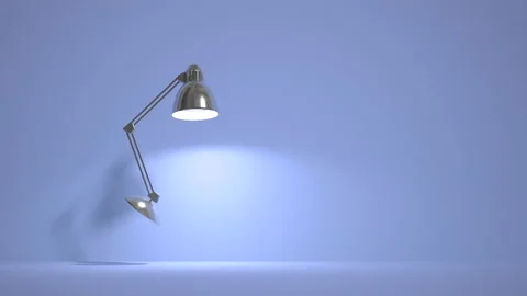 3D led lamp jumps and lights up. The character is a living lamp. Minimalistic bl Stock Footage 201282622