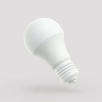 3D LED white light bulb on gray background. Stock Illustration