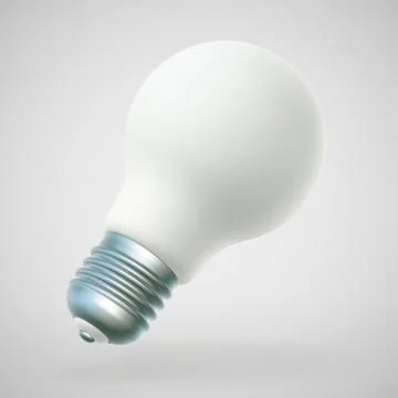 3D LED white light bulb on gray background. Stock Illustration