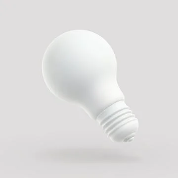 3D LED white light bulb on gray background. Stock Illustration