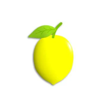 3D Lemon Fruit Illustration with Green Leaf Isolated on White Stock Illustration