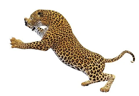 3D Leopard attacking Stock Illustration