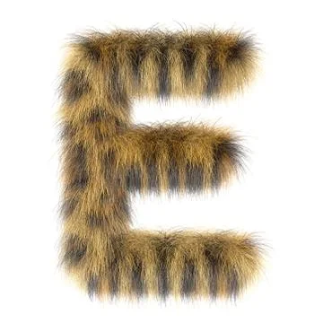 3d Leopard creative funny cute fur letter E Stock Illustration