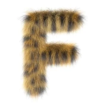 3d Leopard creative funny cute fur letter F Stock Illustration