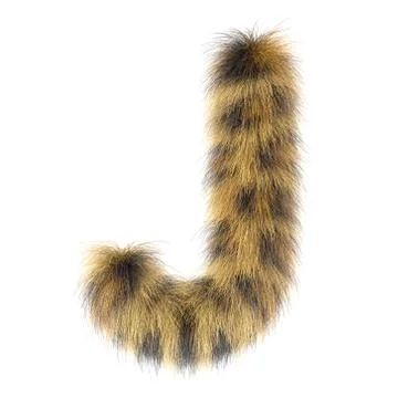 3d Leopard creative funny cute fur letter J イラスト素材