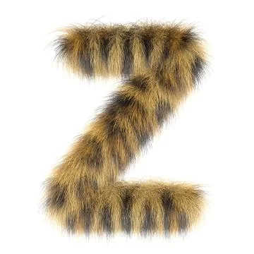 3d Leopard creative funny cute fur letter Z Stock Illustration