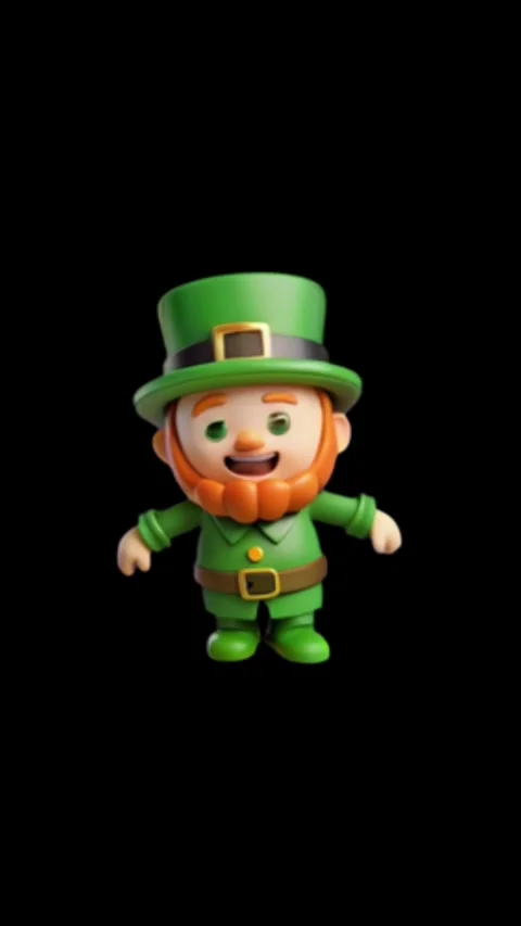 3D Leprechaun Mascot Vertical Green Hat Stock-Footage 344765131