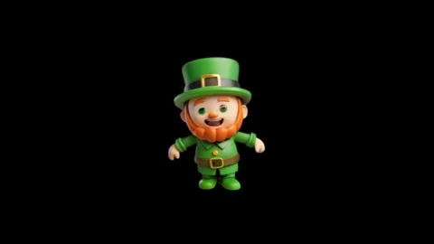 3D Leprechaun Mascot Widescreen Green Hat Stock-Footage 344765130