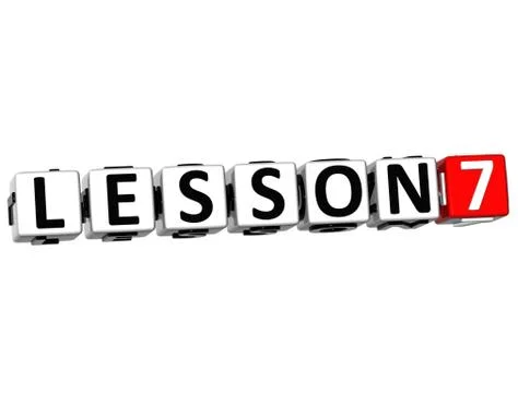3d lesson button click here block text Stock Illustration