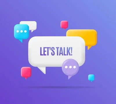 3d Lets Talk Banner Concept Plasticine Cartoon Style. Vector Stock Illustration