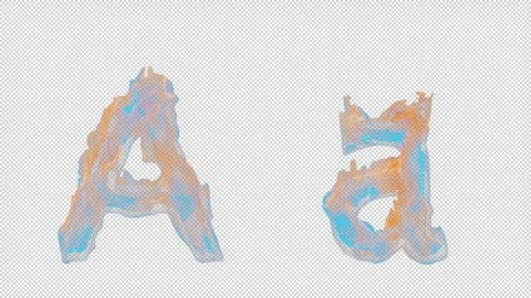 3D letter A appears by fire. Uppercase and lowercase fiery symbols Stock Footage 267374954