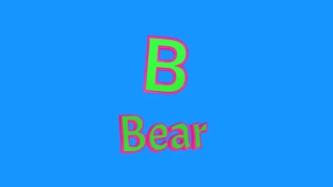 3D letter B and Bear floating on a bright blue background Stock Footage 315595947