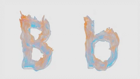 3D letter B appears by fire. Uppercase and lowercase fiery symbols Stock Footage 267375685