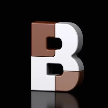 3d letter b plastic brown and white from alphabet isolated in a black Stock Illustration