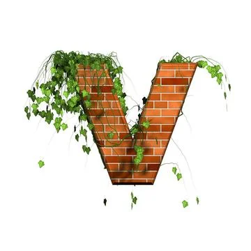 3d letter with brick texture - V 3d letter with brick texture - V Copyrigh... Fotos de archivo