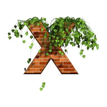 3d letter with brick texture - X 3d letter with brick texture - X Copyrigh... Fotos de archivo