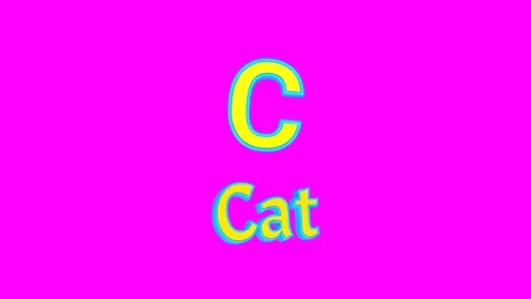 3D letter C and Cat floating on a bright pink background Stock Footage 315596020