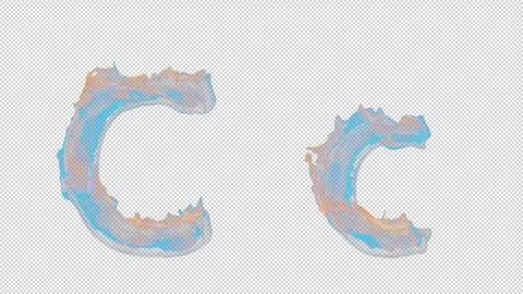 3D letter C appears by fire. Uppercase and lowercase fiery symbols Stock Footage 267376491