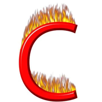 3D Letter C on Fire Stock Illustration