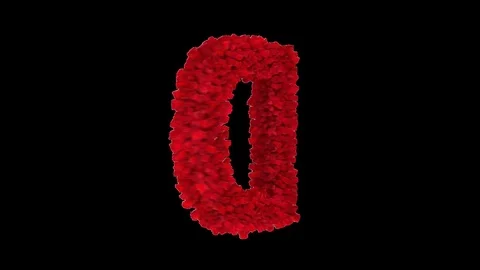 3D letter D made of red roses appearing and seamless turning Stock Footage 74739402