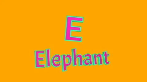 3D letter E and Elephant floating on a bright orange background Stock Footage 315596111