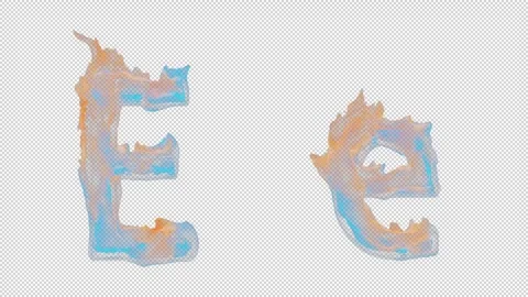 3D letter E appears by fire. Uppercase and lowercase fiery symbols Stock Footage 267378460
