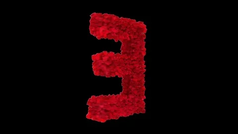 3D letter E made of red roses appearing and seamless turning Stock Footage 74739420