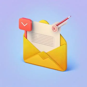 3D letter in envelope icon with notification. Mail envelope with marker message Stock Illustration