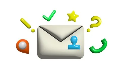 3d letter envelope with question, exclamation and check marks Stock Illustration