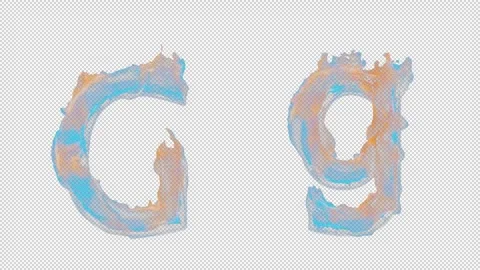 3D letter G appears by fire. Uppercase and lowercase fiery symbols Stock Footage 267380005