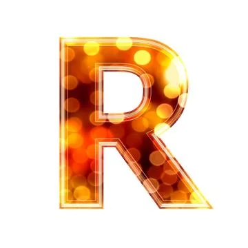 3d letter with glowing lights texture - R Stock Illustration