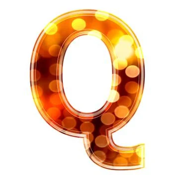 3d letter with glowing lights texture - Q Stock Illustration