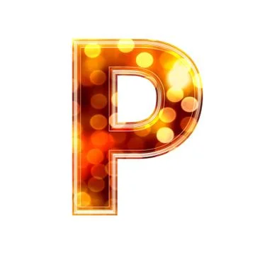 3d letter with glowing lights texture - P Stock Illustration