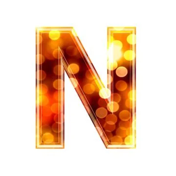 3d letter with glowing lights texture - N Stock Illustration