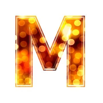 3d letter with glowing lights texture - M Stock Illustration