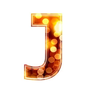 3d letter with glowing lights texture - J Stock Illustration