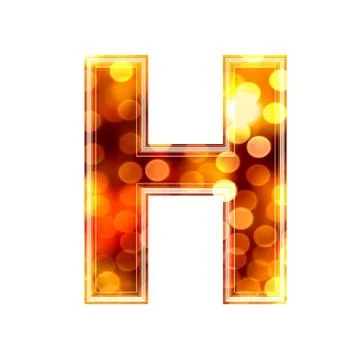 3d letter with glowing lights texture - H Stock Illustration