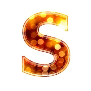 3d letter with glowing lights texture - S Stock Illustration