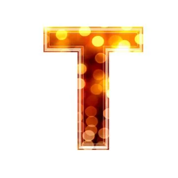 3d letter with glowing lights texture - T Stock Illustration