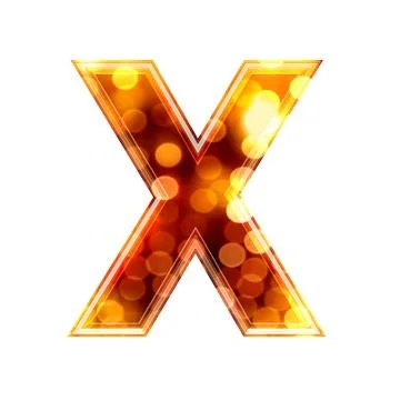 3d letter with glowing lights texture - X Stock Illustration